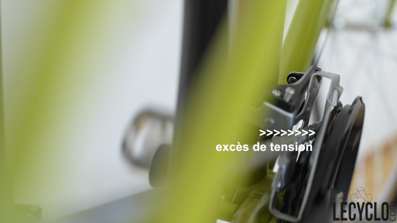 schéma d'une chaîne de vélo trop tendue