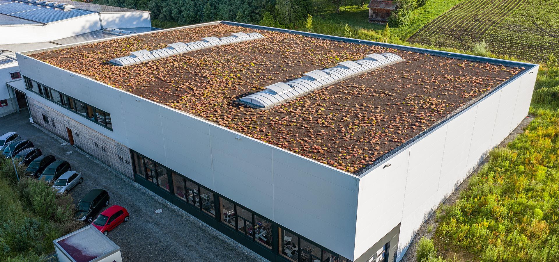 Le site de la manufacture VAUDE de Tettnang est équipé d'un toit végétalisé