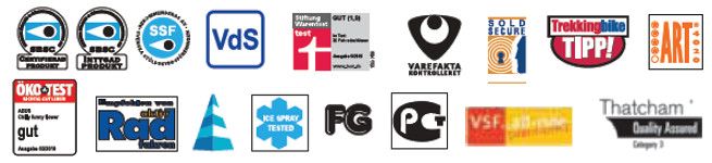 les logos d'agrément pour les produits Abus