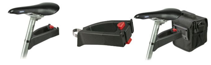 Velo et fixations sur tige de selle Klickfix