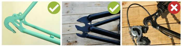 pattes de cadre vélo compatibles roue à rétropédalage