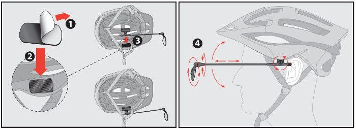 installation retroviseur velo sur casque cycliste