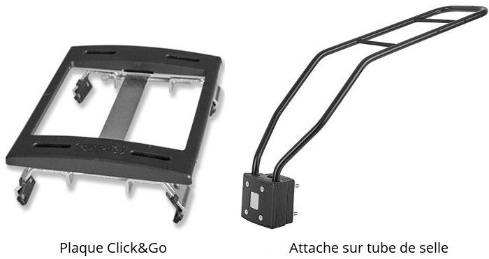 Systeme fixation siege velo arriere bobike sur porte bagages ou tube de selle