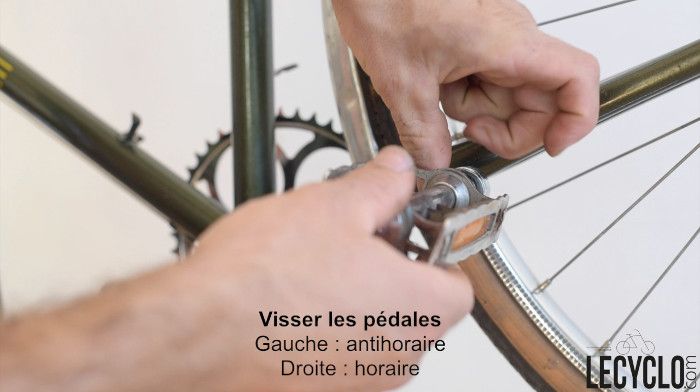 montage pedale sur pedalier a clavette de velo