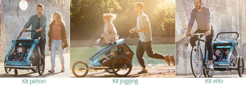 differents kits pour remorque velo enfant Croozer